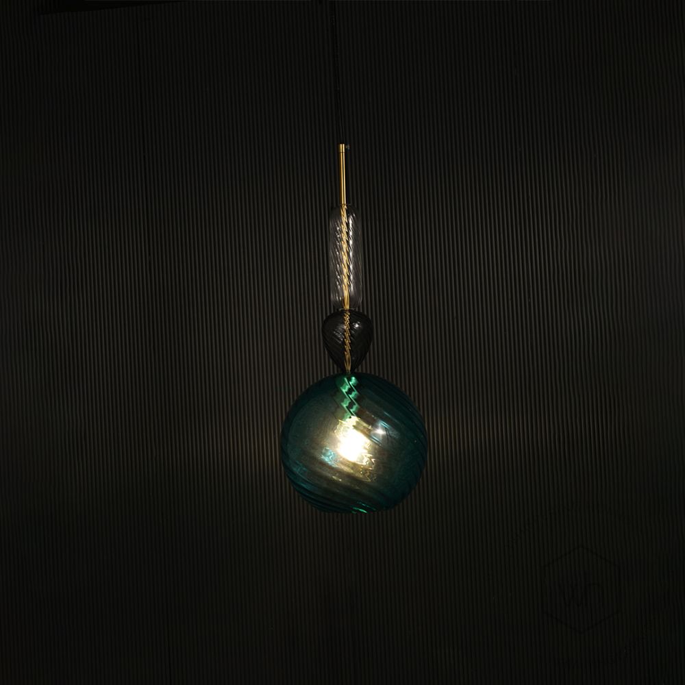 Sapphire Candy Pendant Light - Blue Light on black background