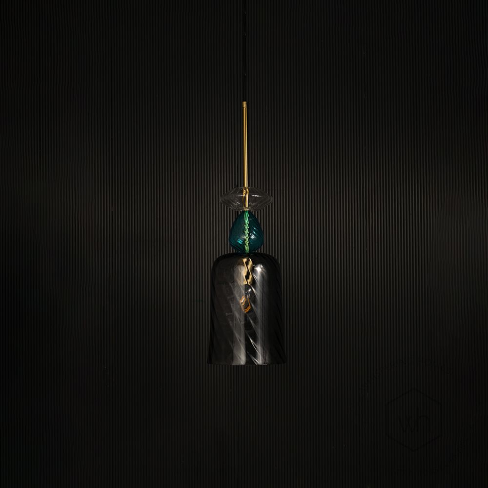 Mist Melody Pendant Light - Grey Light off black background