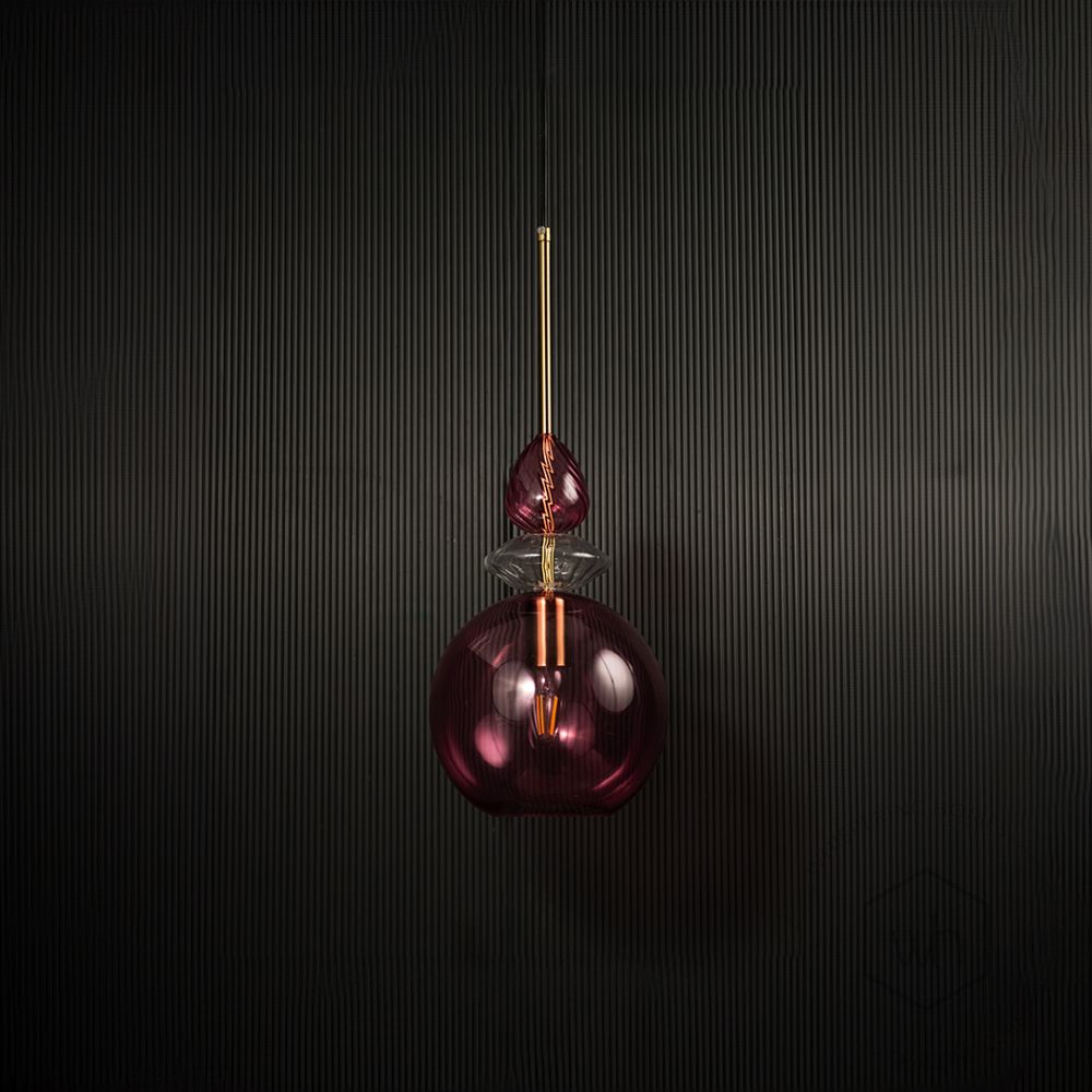 Hue Pendant Light - Pink Light off black background