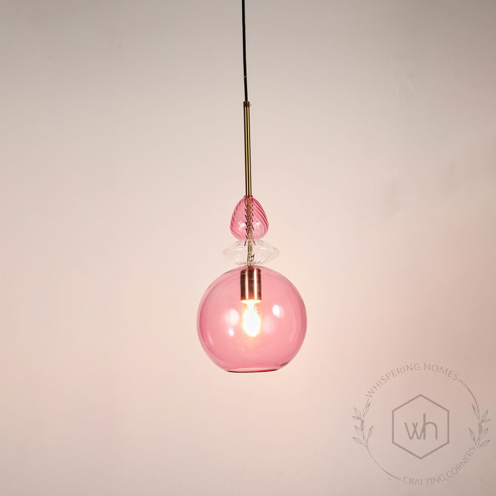 Hue Pendant Light - PinkLight On White Background