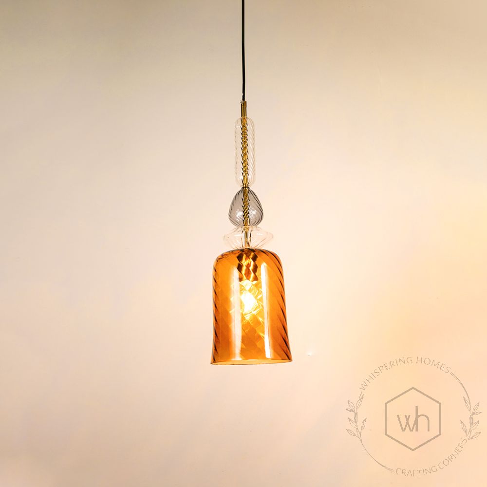 Amber Allure Pendant Light- BrownLight On White Background