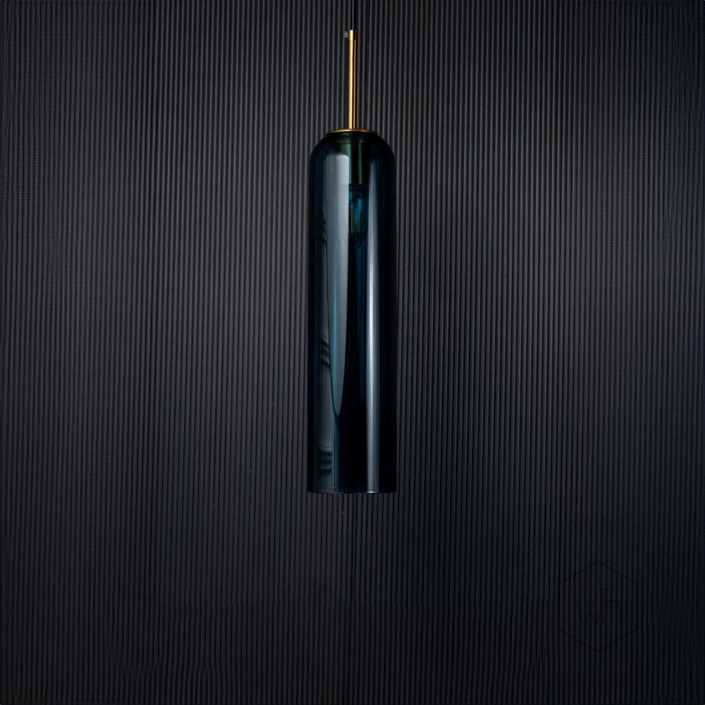 Float Pendant Light - Blue Light Off Black Background