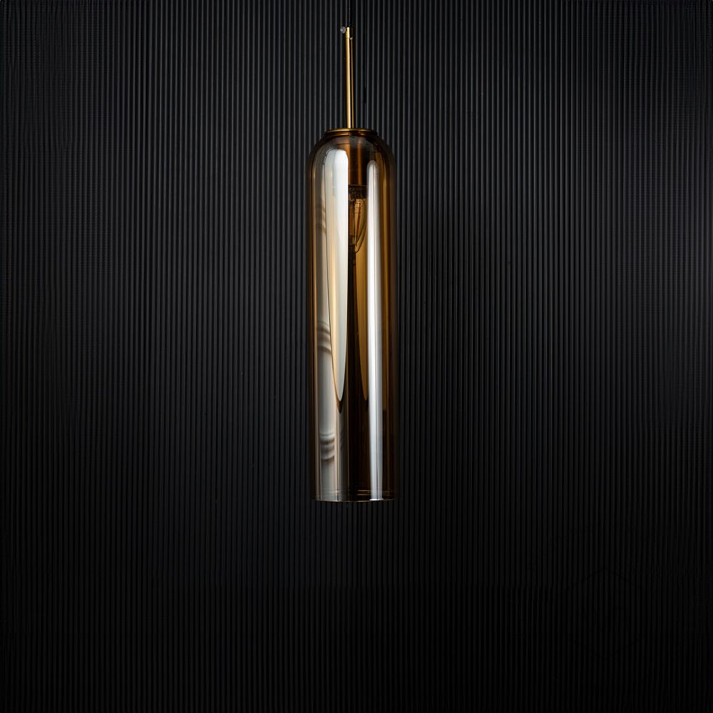 Float Pendant Light - Amber Light Off Black Background