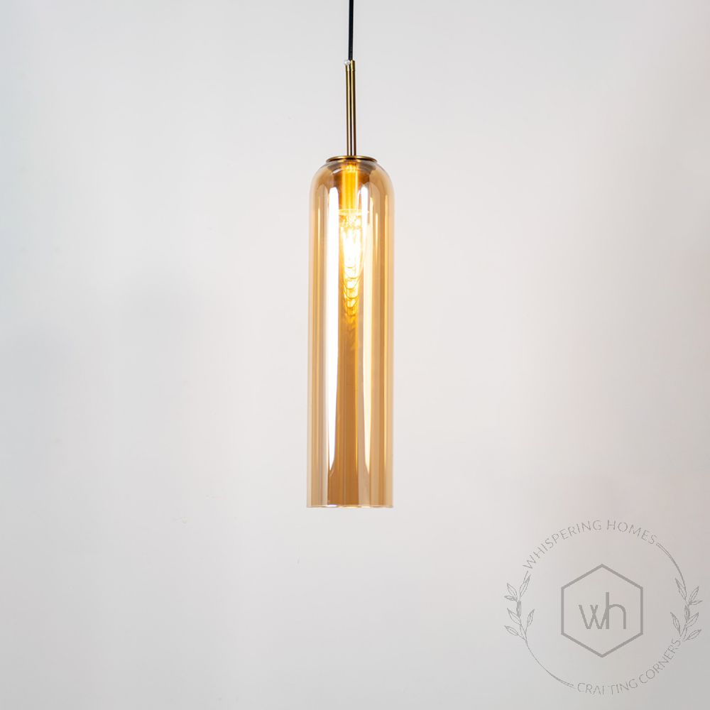 Float Pendant Light - Amber Light On White Background