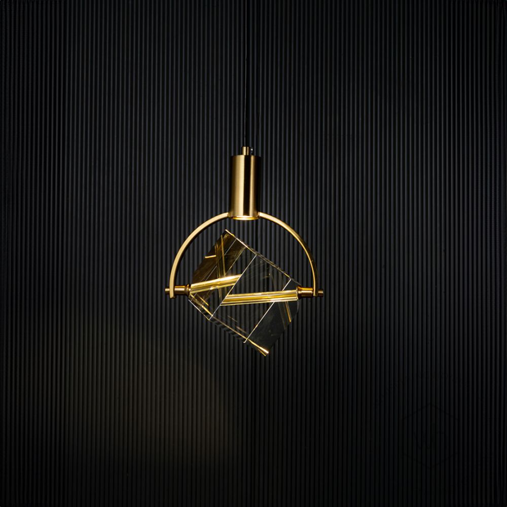 Crystal LED Pendant Light Light On Black Background