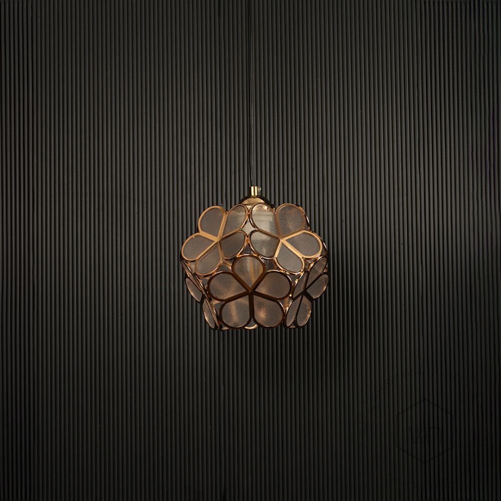 Amore Flower Pendant Light Light off black background