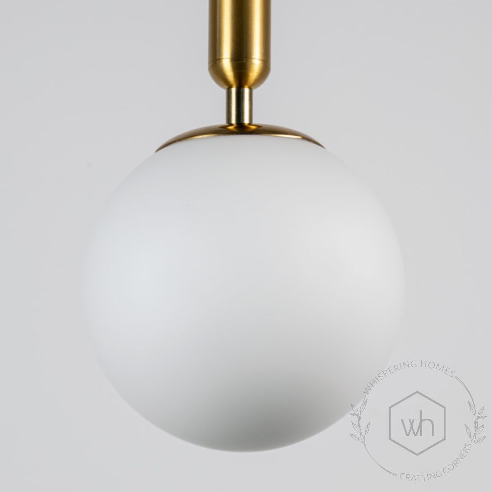 Frosted Sphere Pendant Light - Gold Closeup