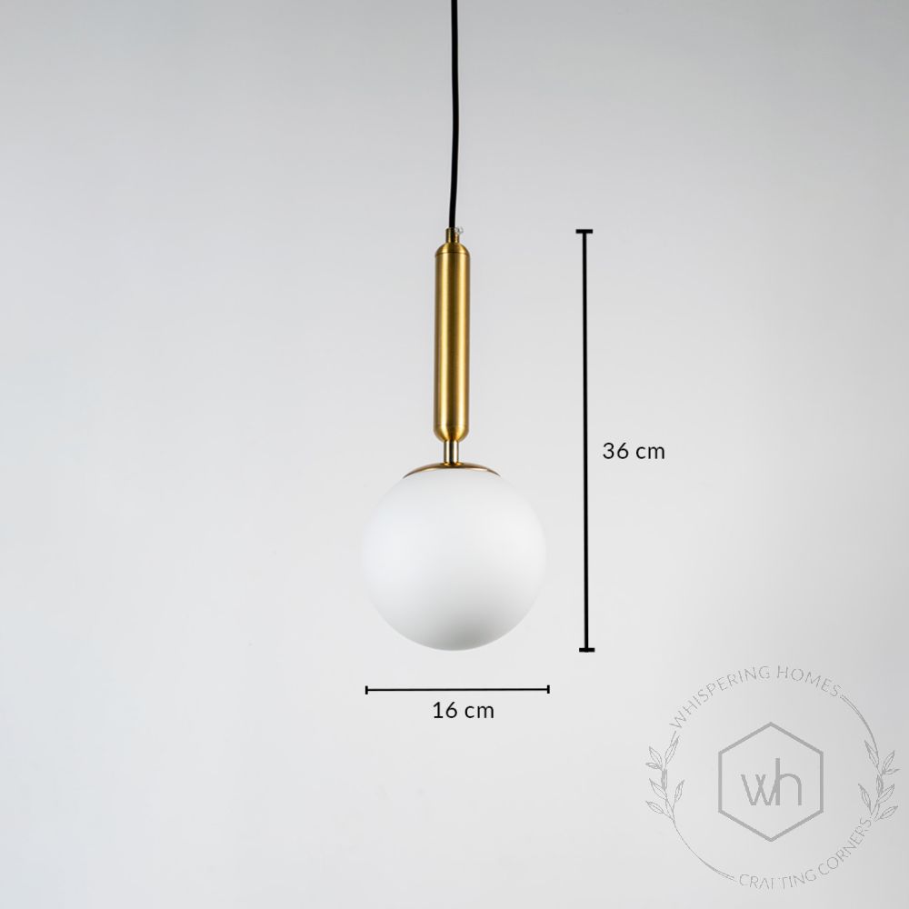 Frosted Sphere Pendant Light - Gold Dimensions