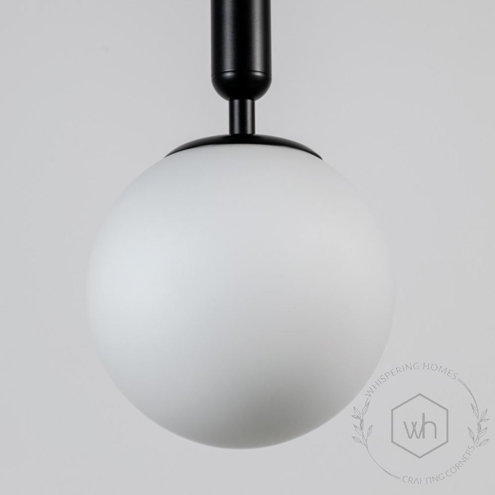 Frosted Sphere Pendant Light - Black Closeup