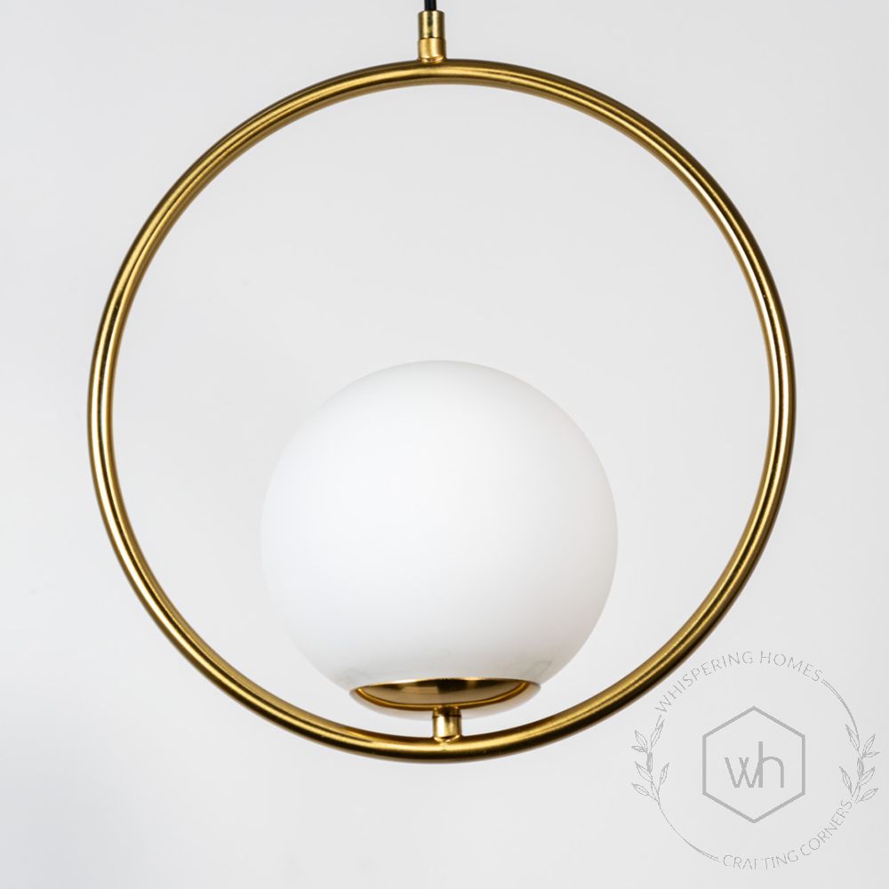 Frosted Glass Pendant Light - Gold Closeup