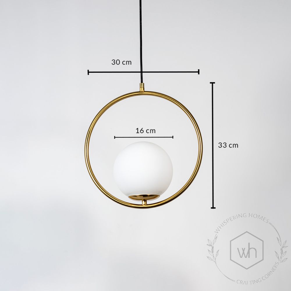 Frosted Glass Pendant Light - Gold Dimensions