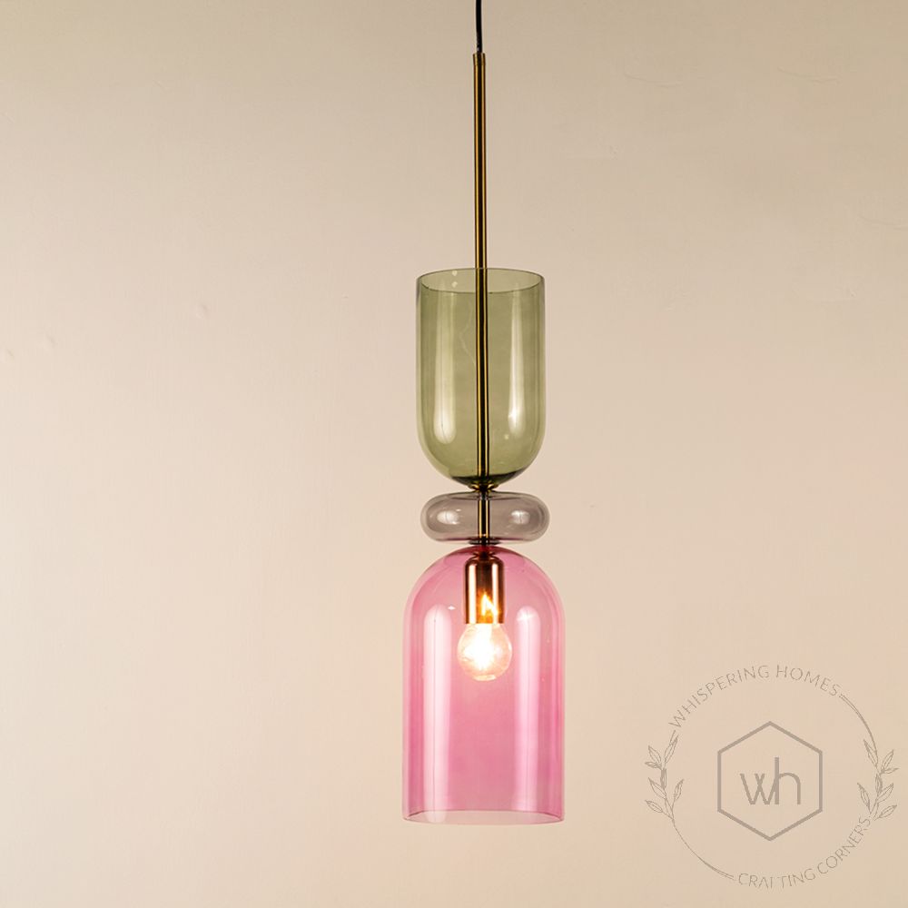 Kaleido Glass Pendant Lights - LargeLight On White Background