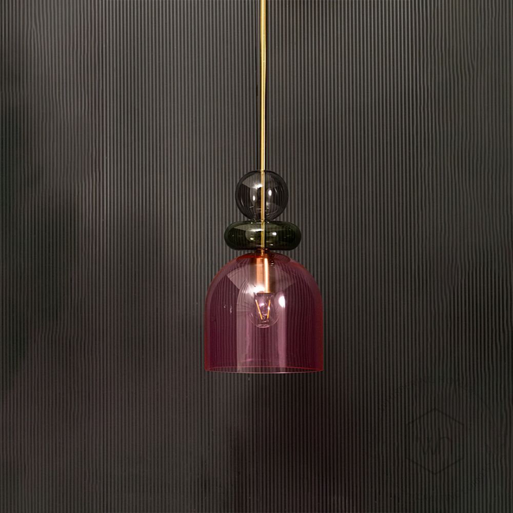 Kaleido Glass Pendant Lights - Medium Light off black background