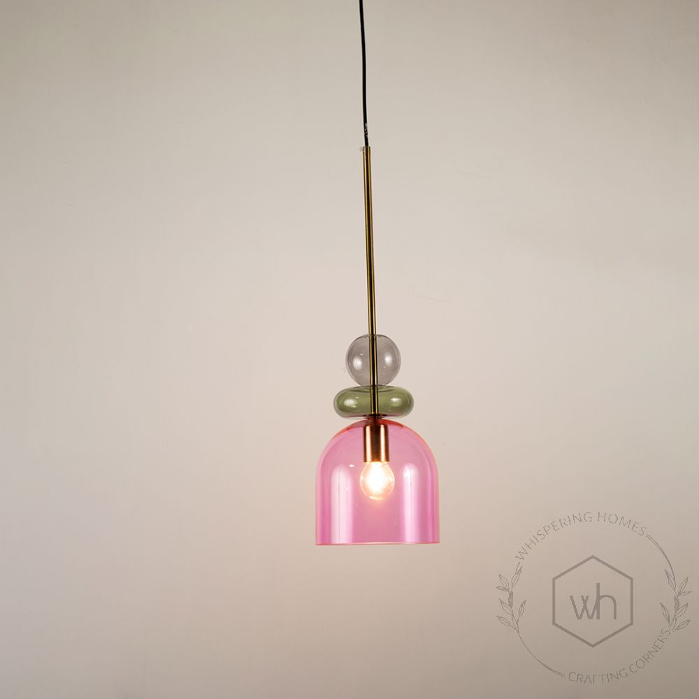 Kaleido Glass Pendant Lights - MediumLight On White Background