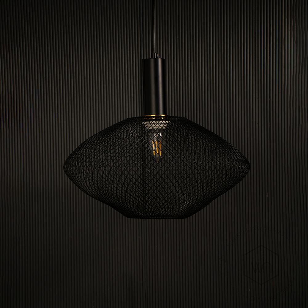 Parachute Mesh Pendant Light - Black Light off black background