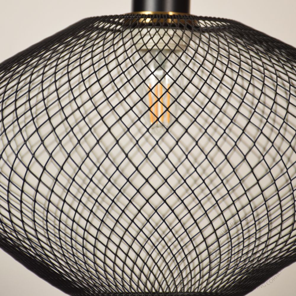 Parachute Mesh Pendant Light - Black closeup