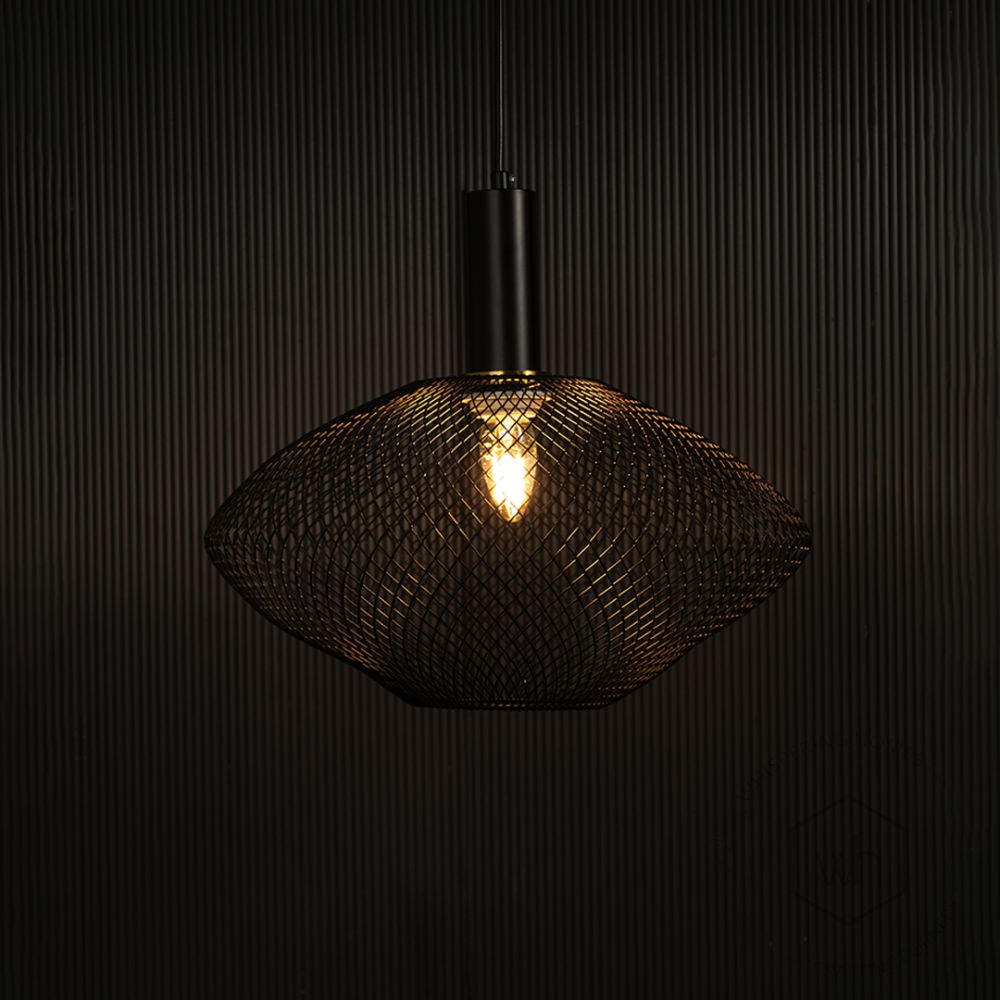 Parachute Mesh Pendant Light - Black Light on black background