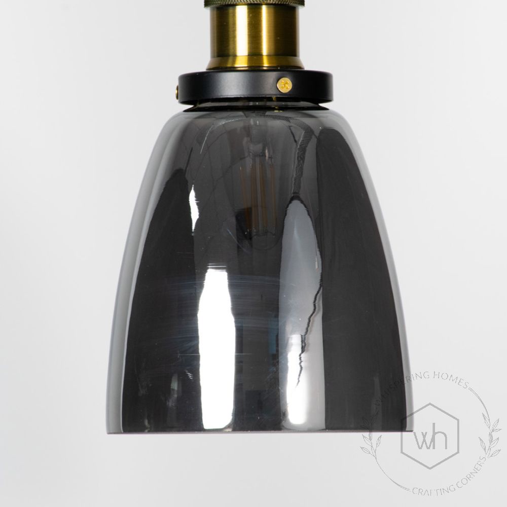 Retro Glass Pendant Light - Black Closeup