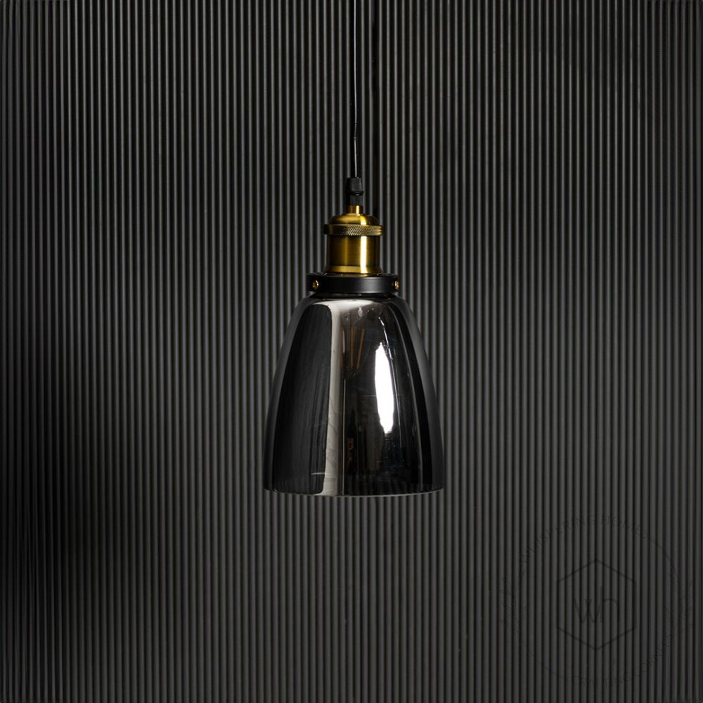 Retro Glass Pendant Light - Black Light Off Black Background