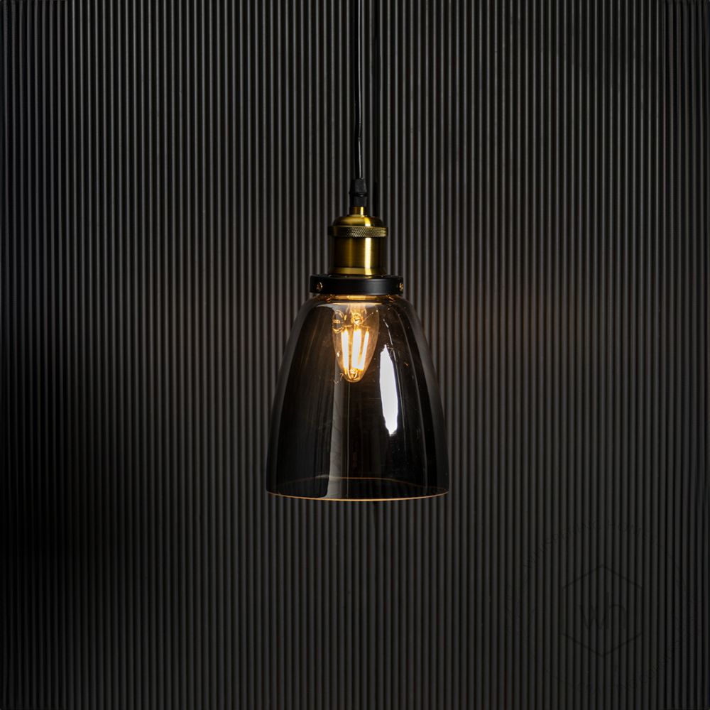 Retro Glass Pendant Light - Black Light On Black Background