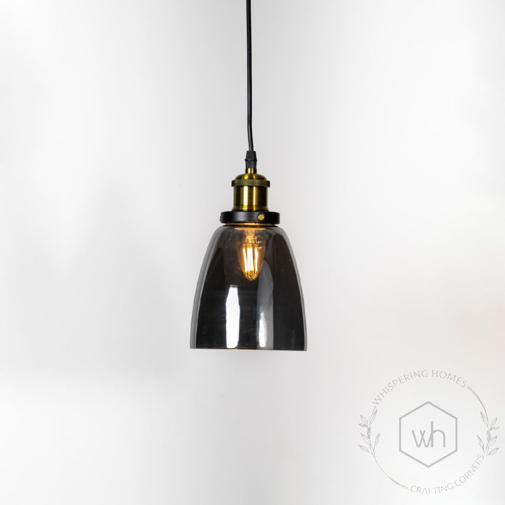 Retro Glass Pendant Light - Black Light On White Background