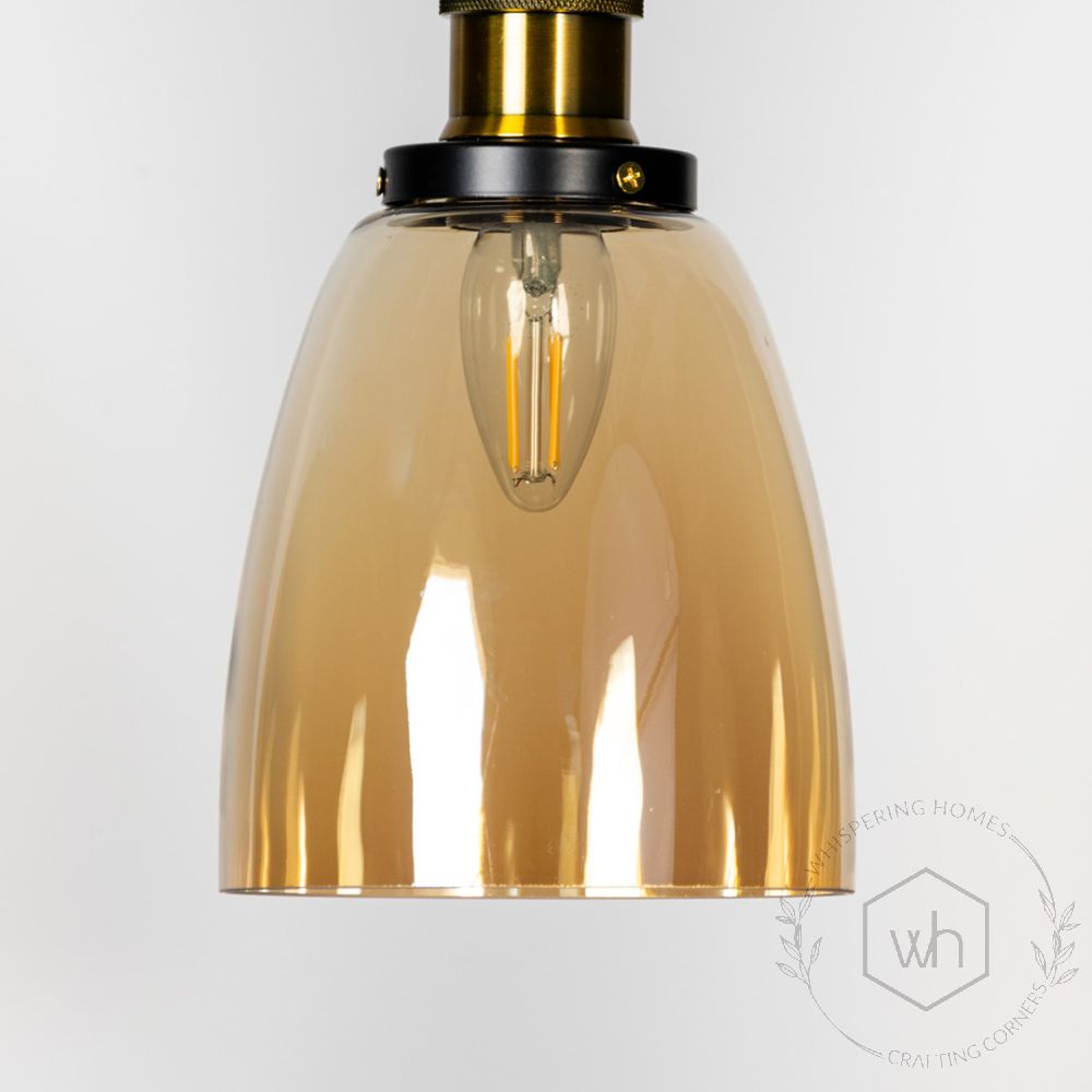 Retro Glass Pendant Light - Amber Closeup