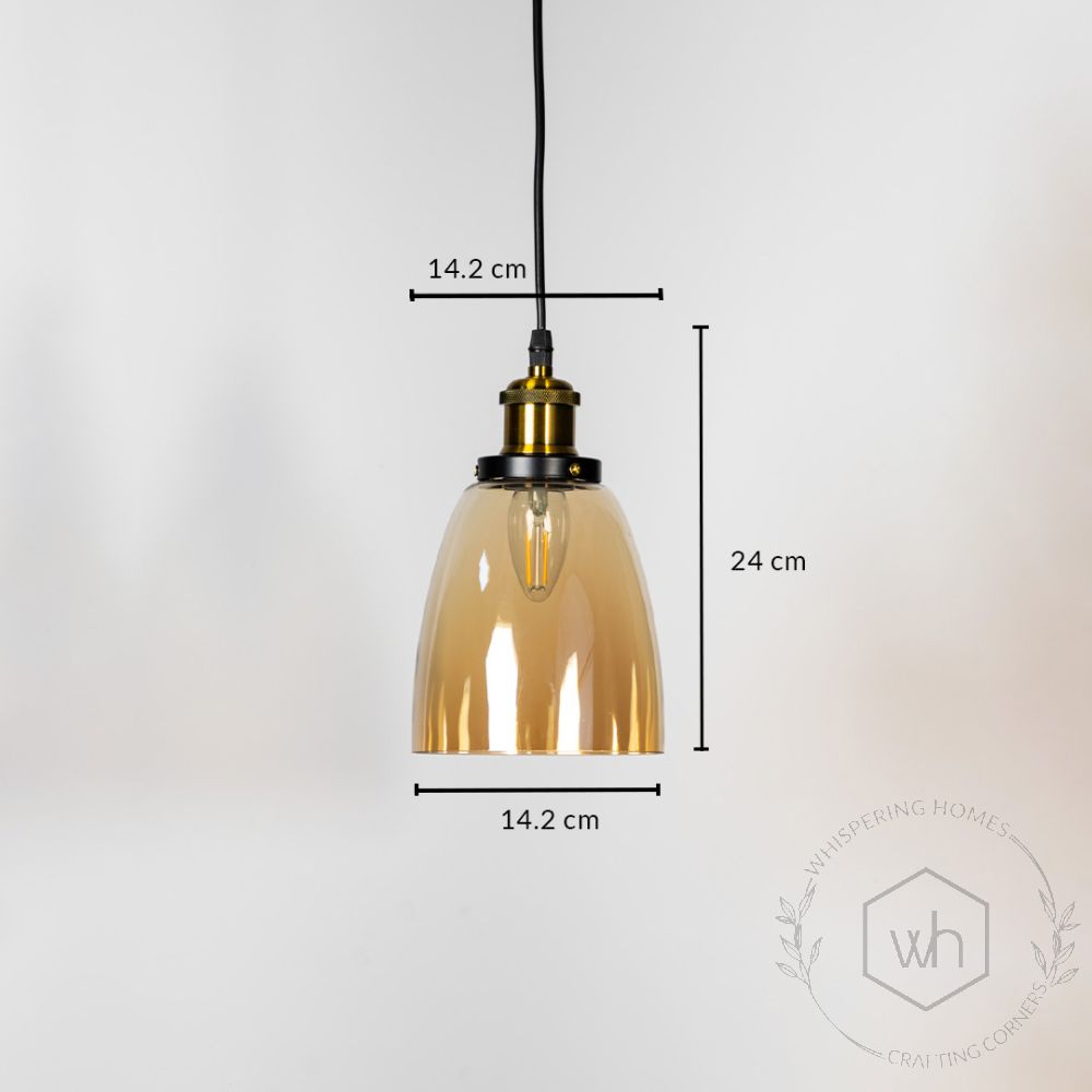 Retro Glass Pendant Light - Amber Dimensions