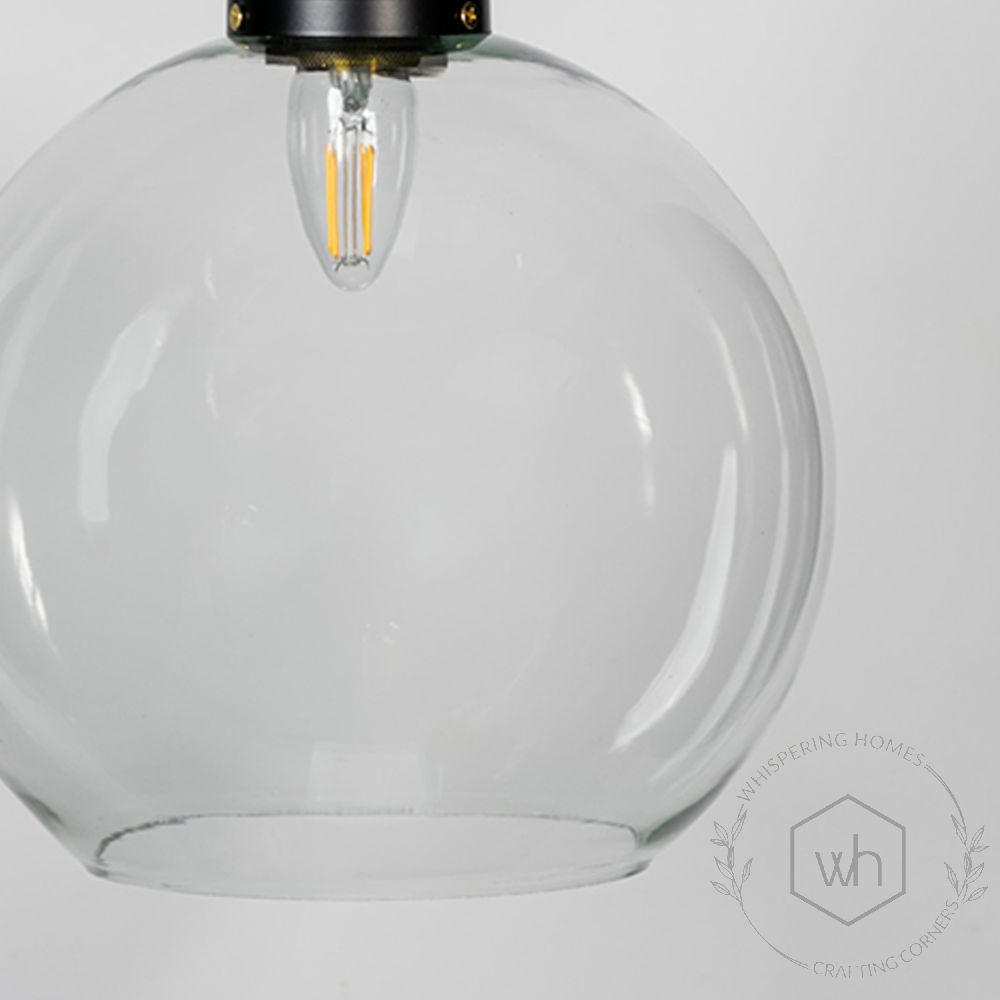 Blown Glass Pendant Light - Transparent Closeup