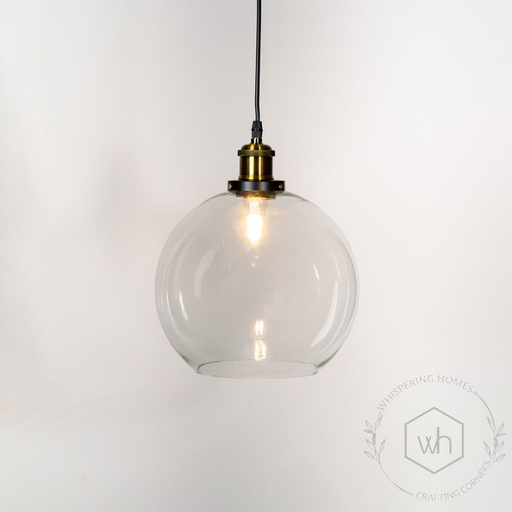 Blown Glass Pendant Light - Transparent Light On White Background