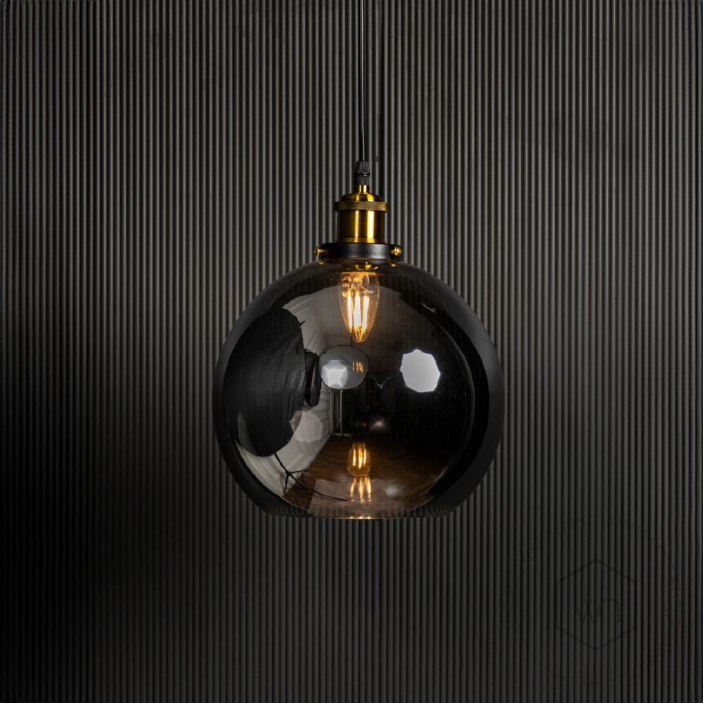 Blown Glass Pendant Light - Black Light On Black Background