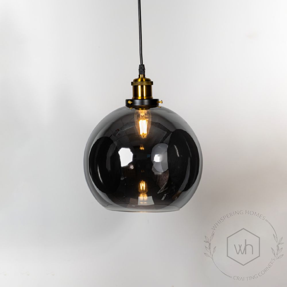 Blown Glass Pendant Light - Black Light On White Background