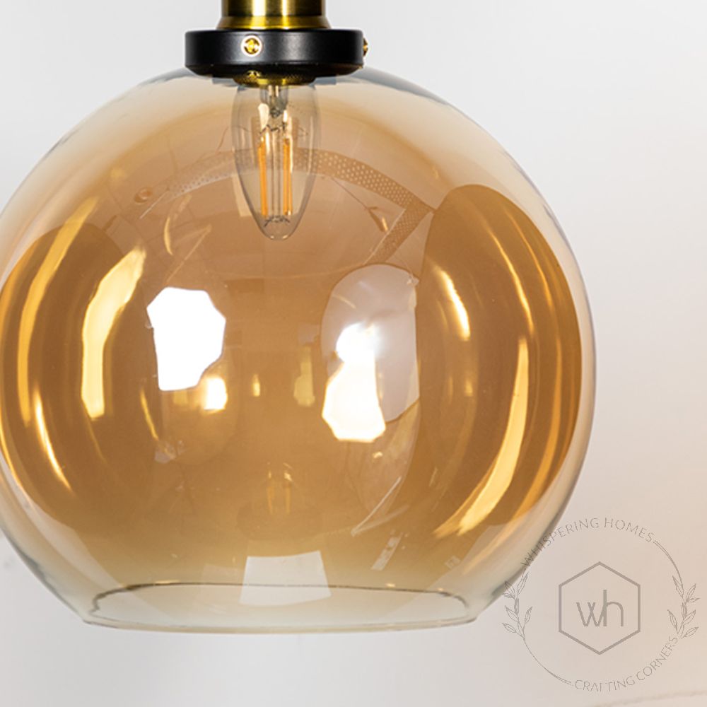 Blown Glass Pendant Light - Amber Closeup