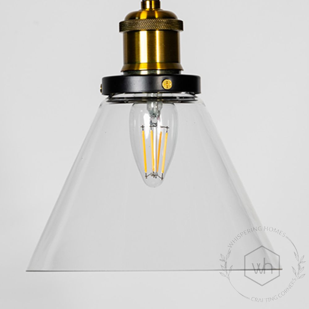 Bell Glass Pendant Light - Transparent Closeup