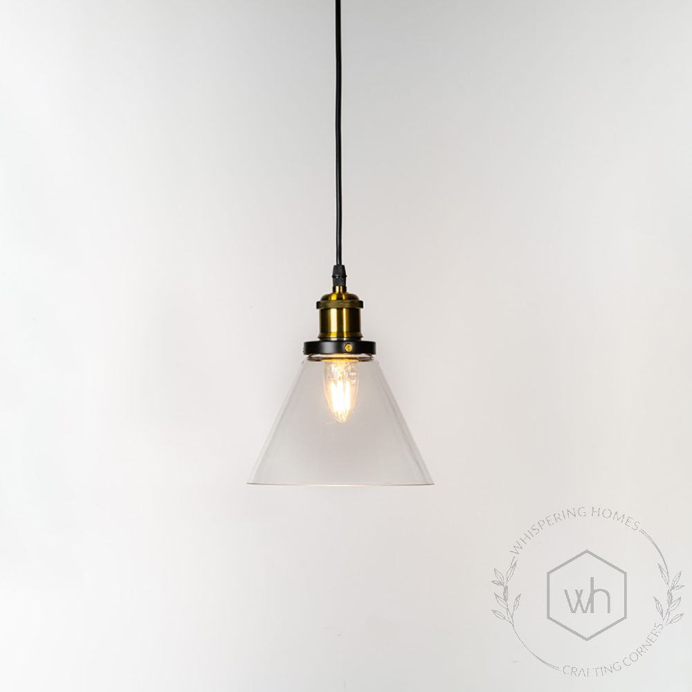 Bell Glass Pendant Light - Transparent Light On White Background