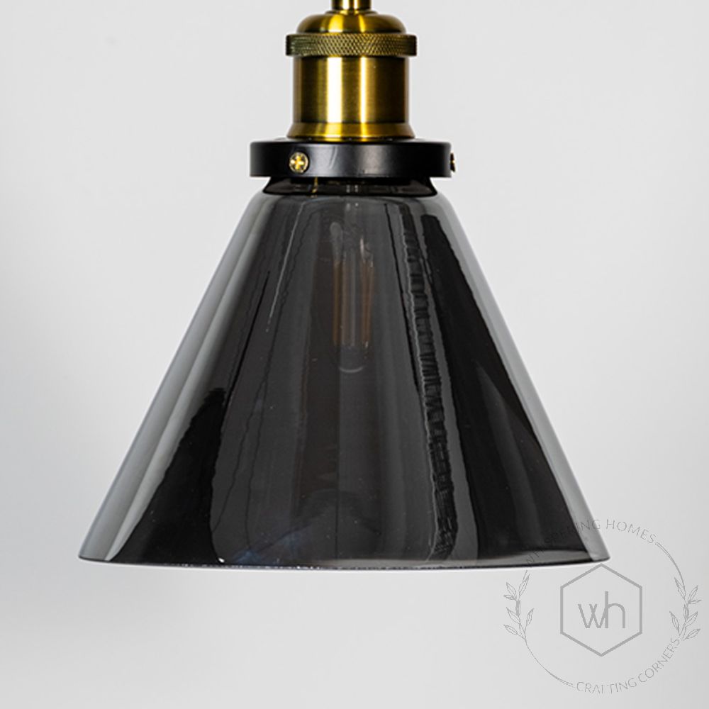 Bell Glass Pendant Light - Black Closeup