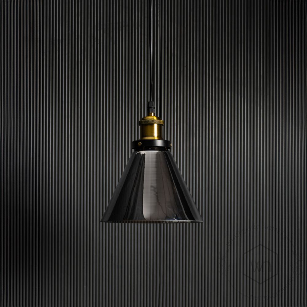 Bell Glass Pendant Light - Black Light Off Black Background