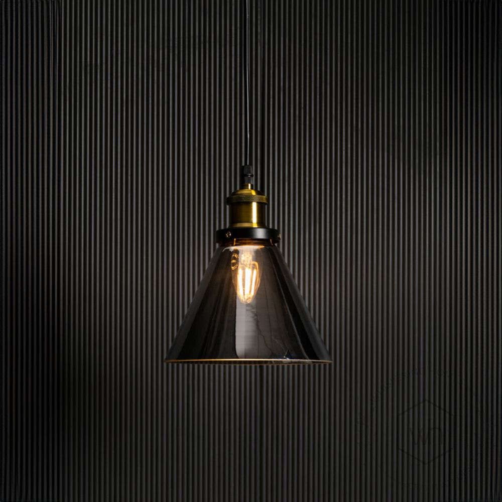 Bell Glass Pendant Light - Black Light On Black Background