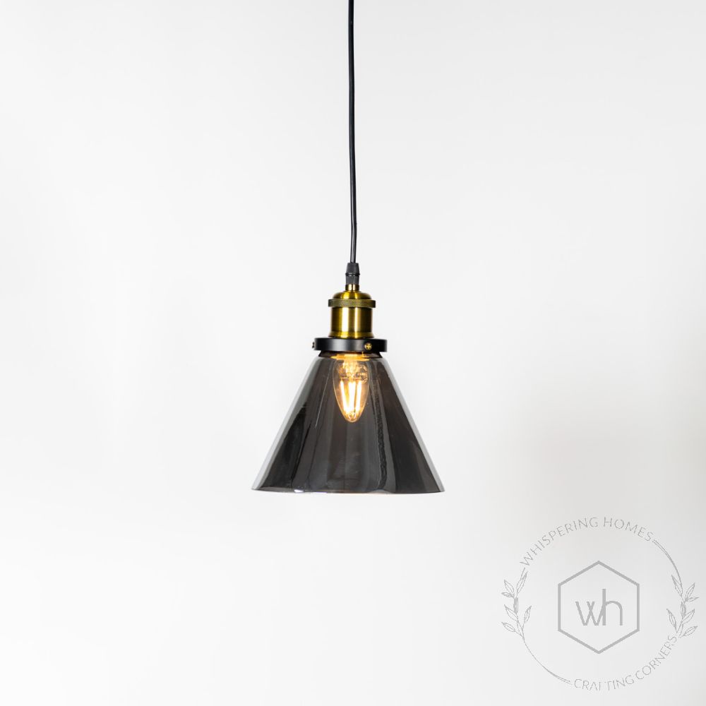 Bell Glass Pendant Light - Black Light On White Background