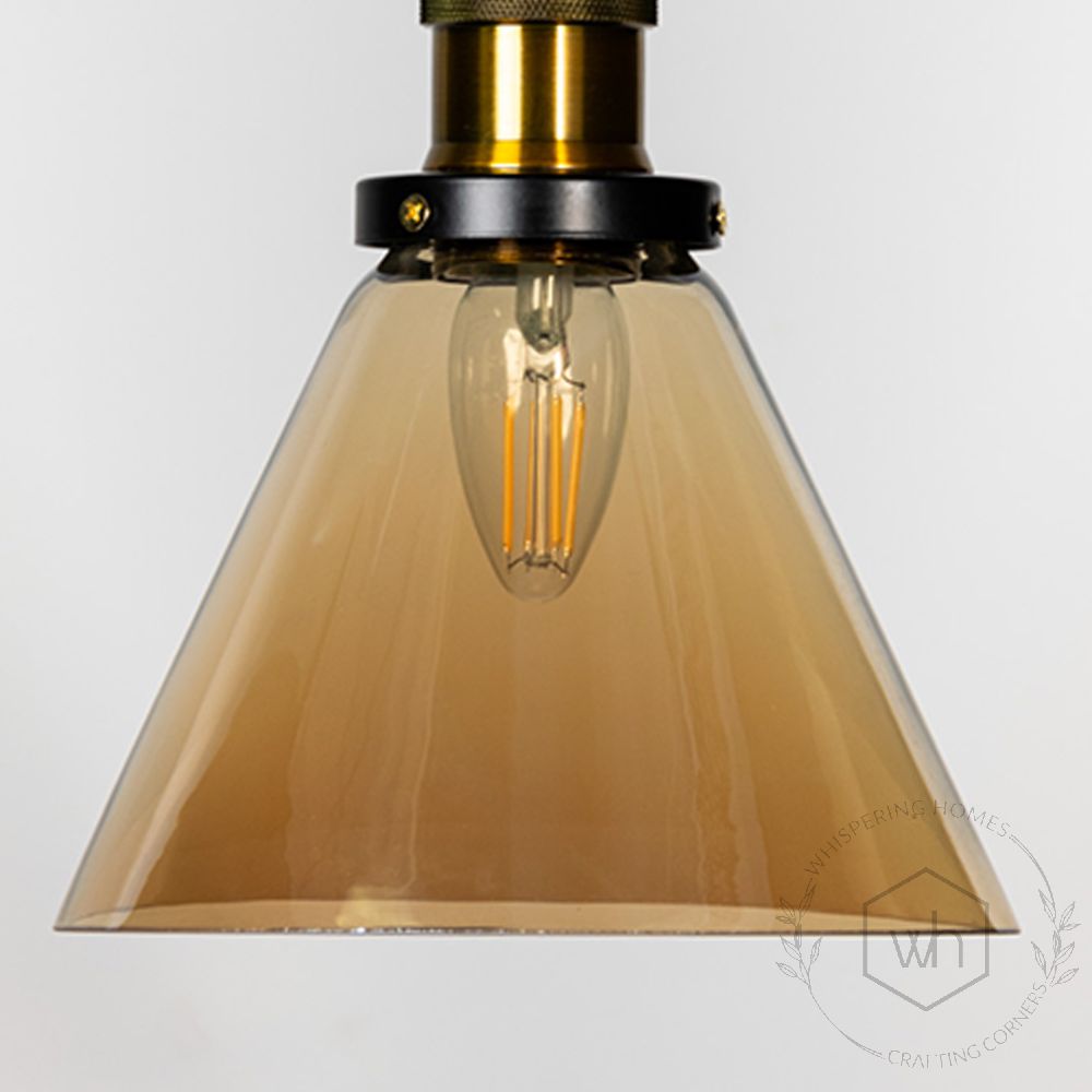 Bell Glass Pendant Light - Amber Closeup