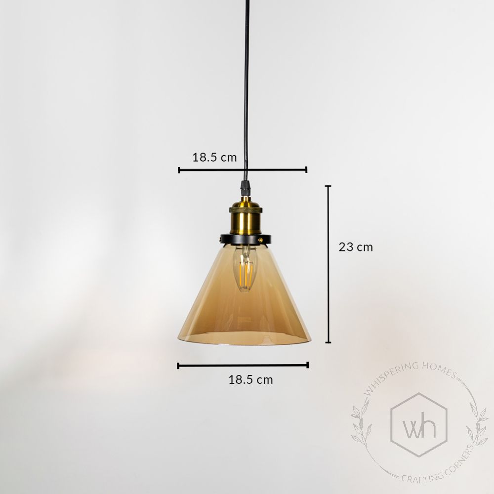 Bell Glass Pendant Light - Amber Dimensions