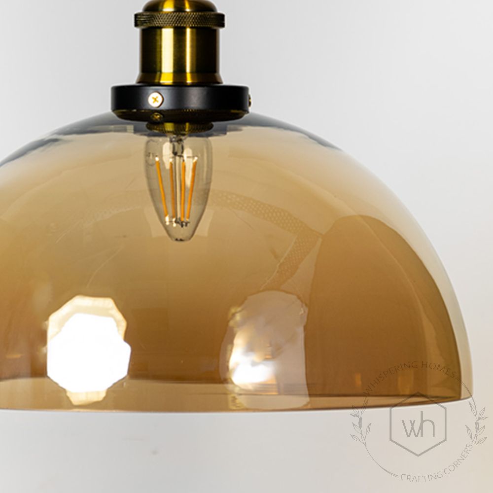 Dome Hanging Light - Amber Closeup