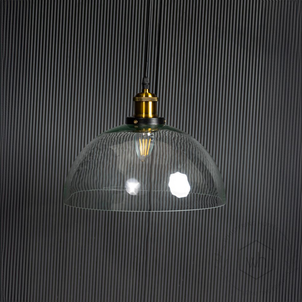 Dome Hanging Light - Transparent Light Off Black Background