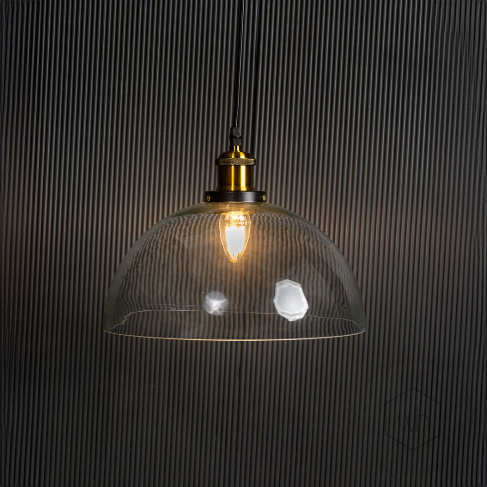 Dome Hanging Light - Transparent Light On Black Background