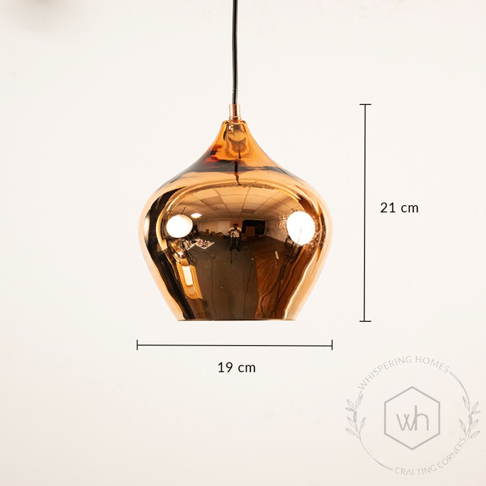 Contemporary Style Glass Hanging Pendant Light- Rose Gold Dimension