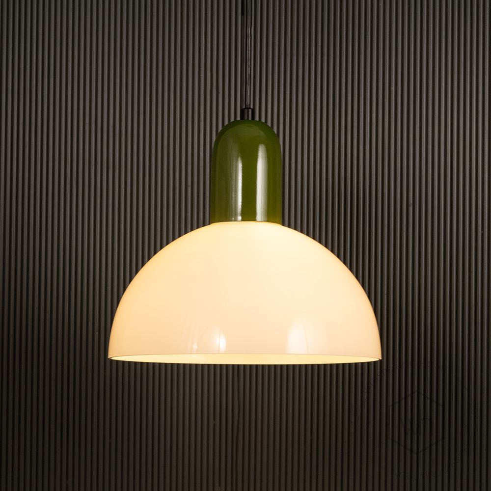 Sidnie White Pendant Light Green Light On Black Background