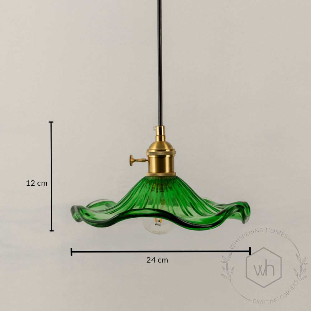 Jasmine Modern Petal Style Glass Hanging Light Green Light Dimensions