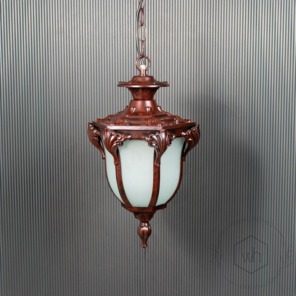 Europe Outdoor Hanging Light - Dark Brown Light Off Black Background