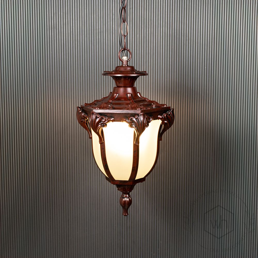 Europe Outdoor Hanging Light - Dark Brown Light On Black Background