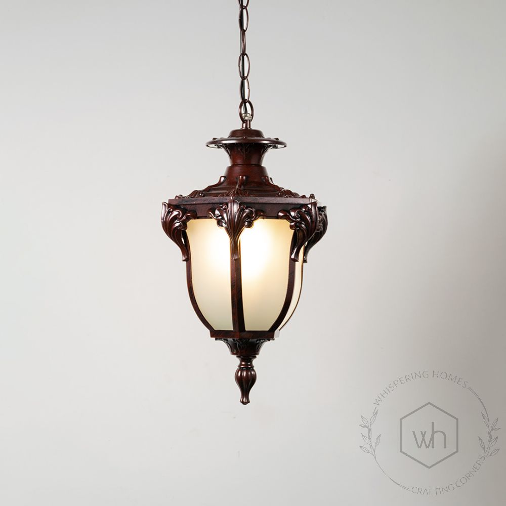 Europe Outdoor Hanging Light - Dark Brown Light On White Background