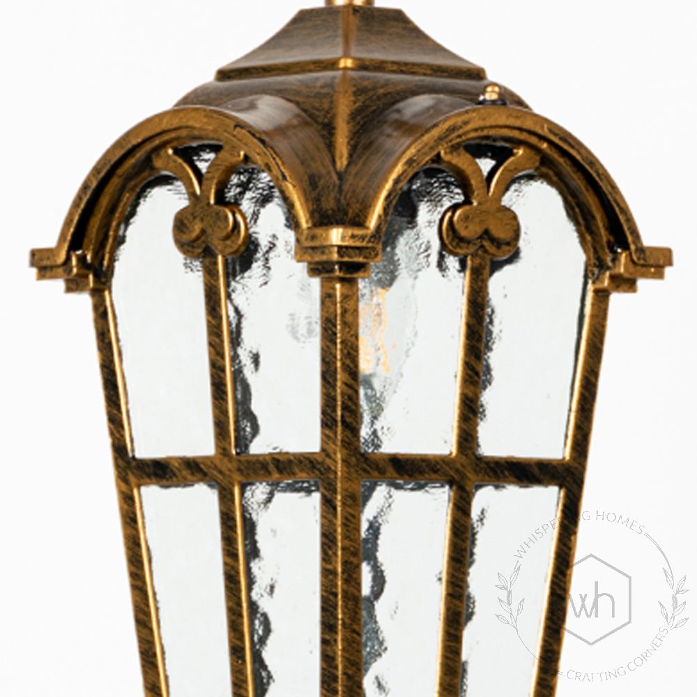 Industrial Outdoor Hanging Light - Gold Closeup